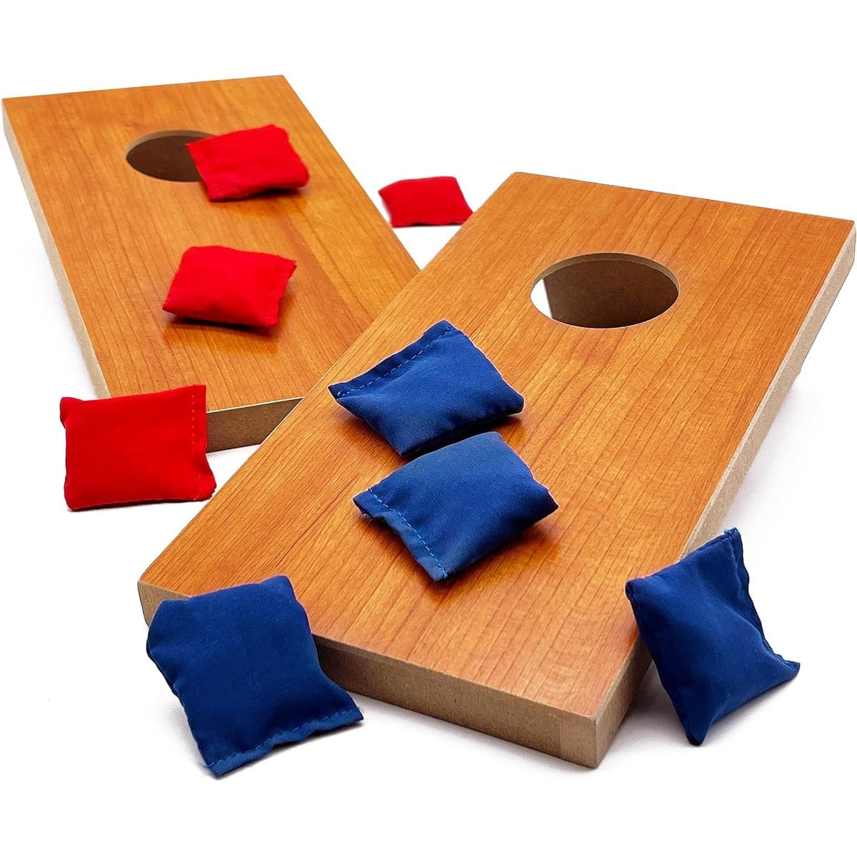 EUCATUS miniature desktop cornhole boards and red and blue bags