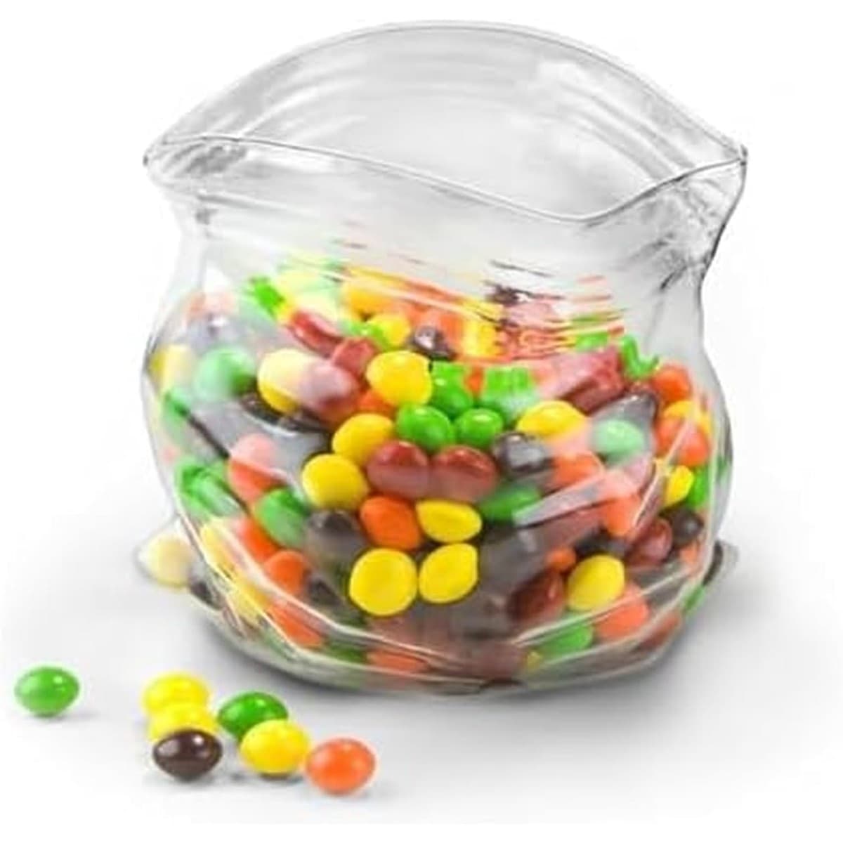 Fred and Friends clear glass bowl shaped like an open zip-top bag