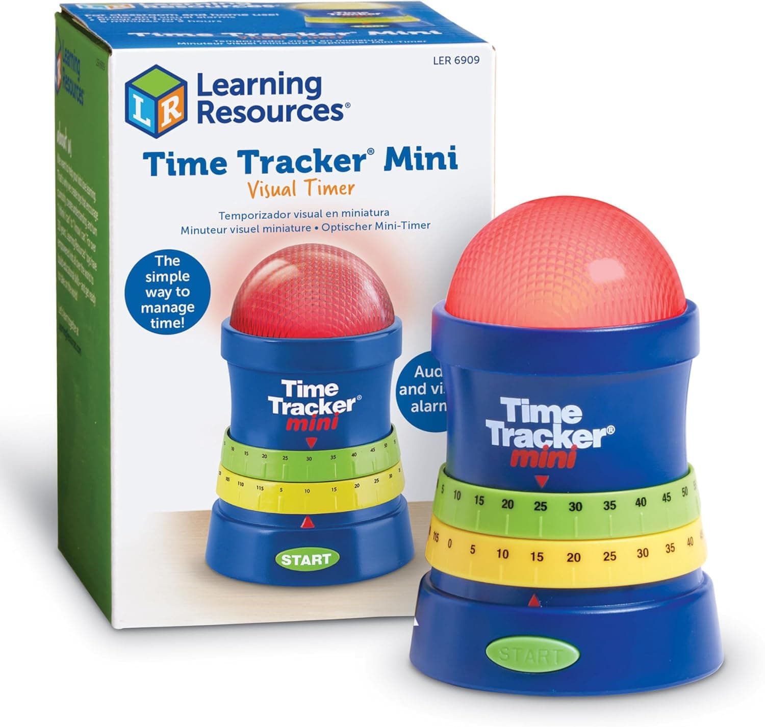 Learning Resources Time Tracker Mini timer with stacked green yellow and red lights