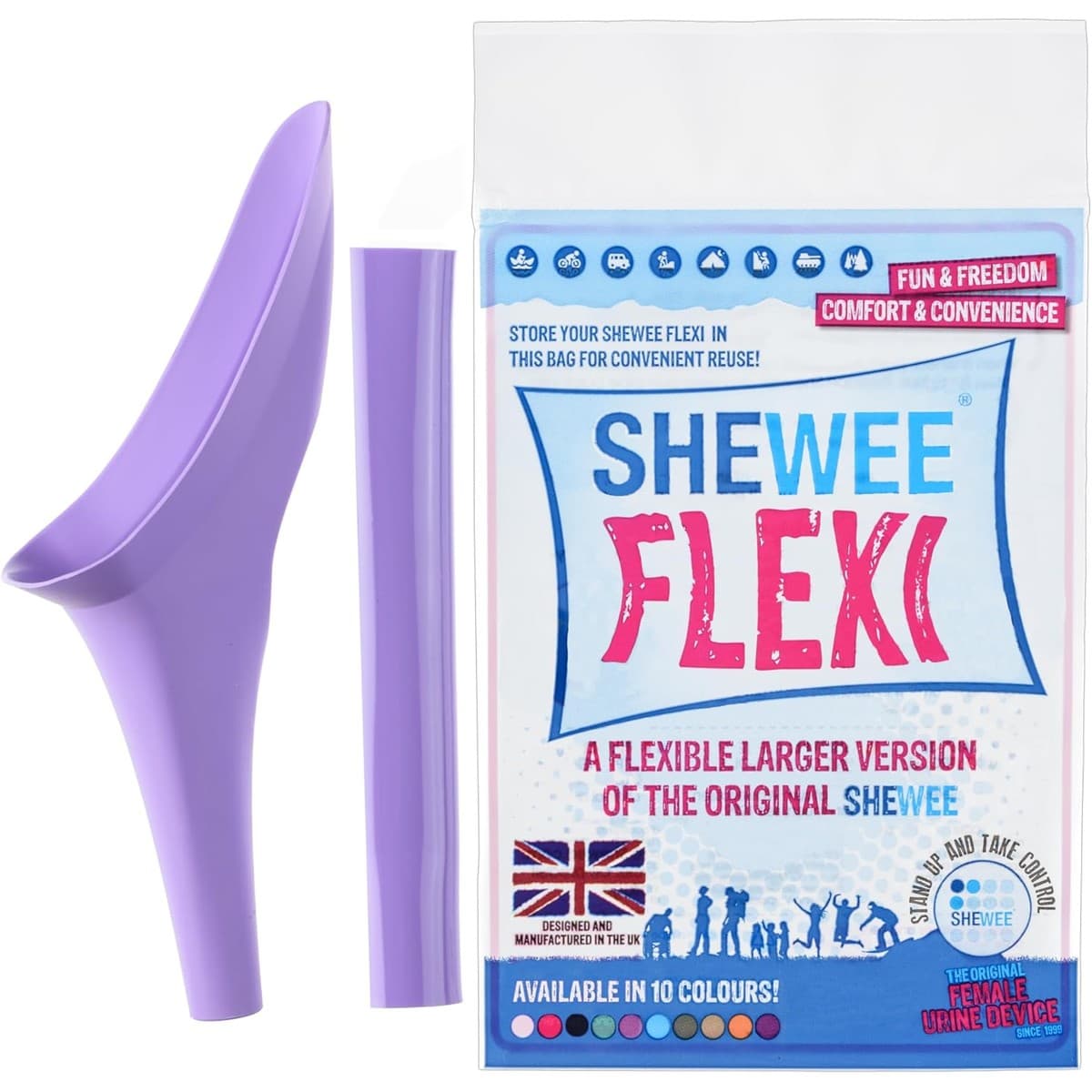 Purple SHEWEE Flexi portable female urination device and extension