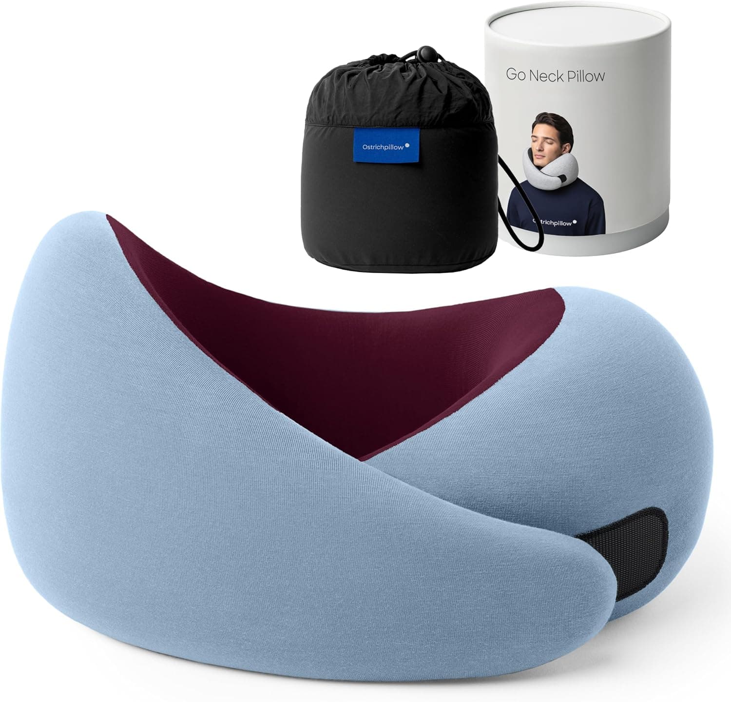 Gray Ostrichpillow GO sculpted memory-foam travel pillow