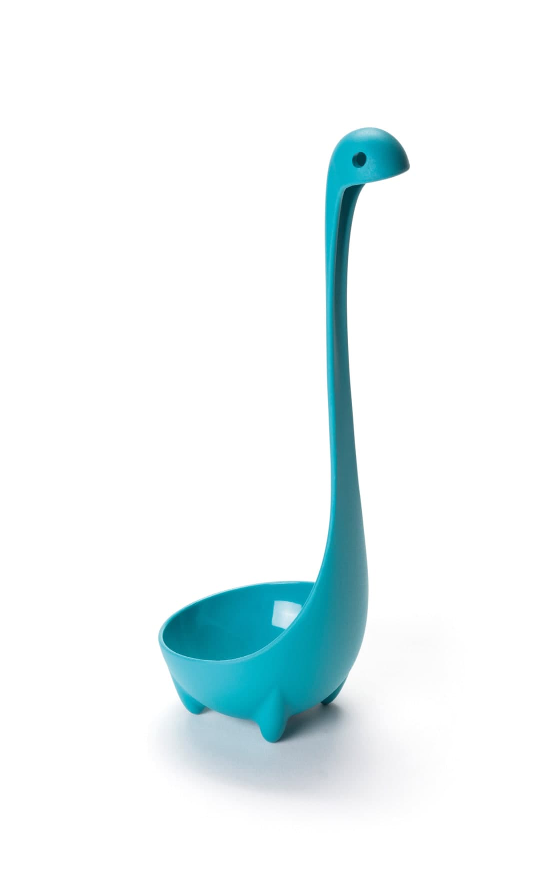 Turquoise OTOTO Nessie dinosaur-shaped standing soup ladle