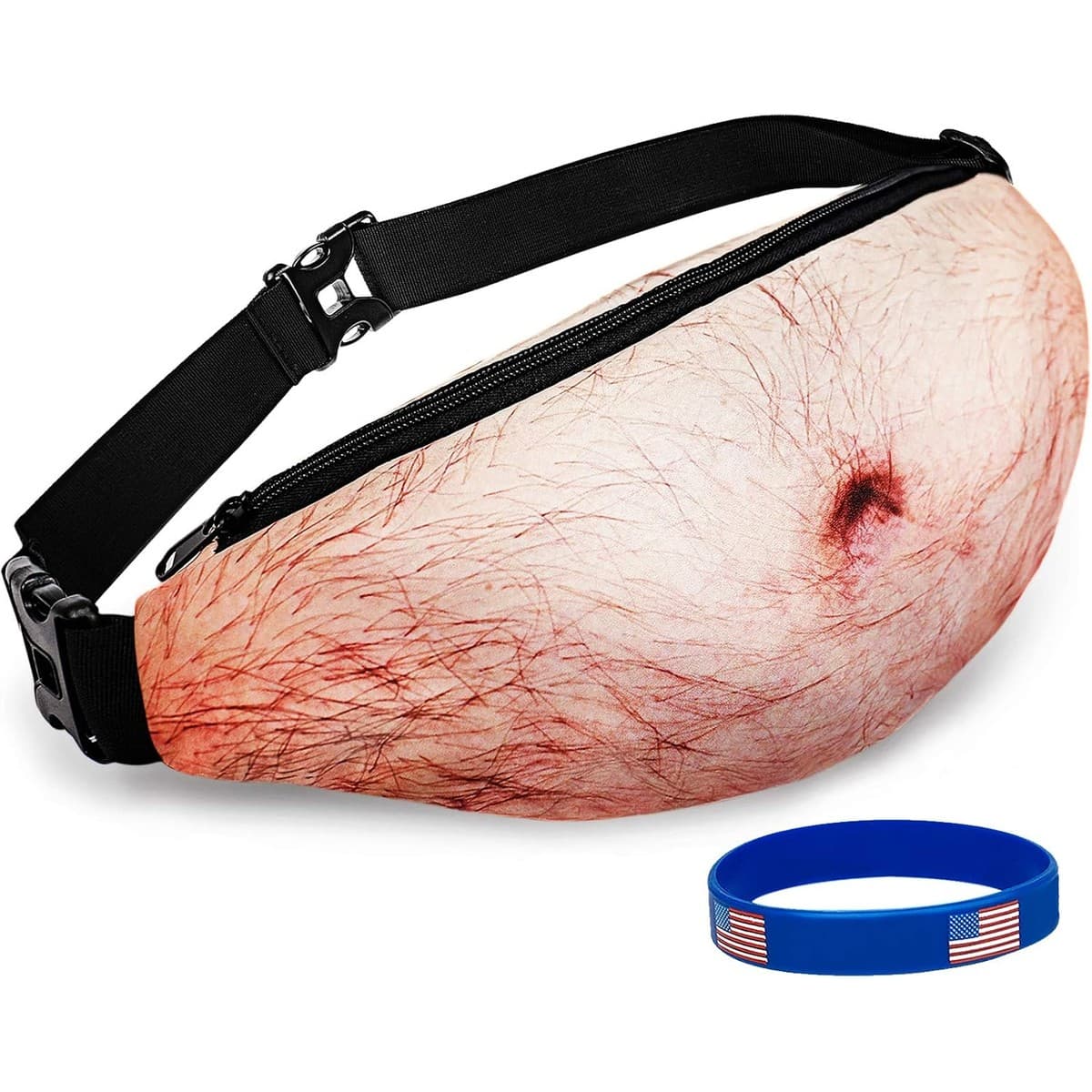 Wisedom waist pack printed as a realistic hairy beer belly